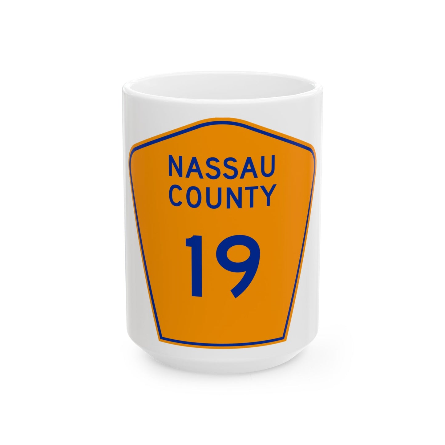 Nassau County 19 NY (New York) (Road Sign) White Coffee Mug