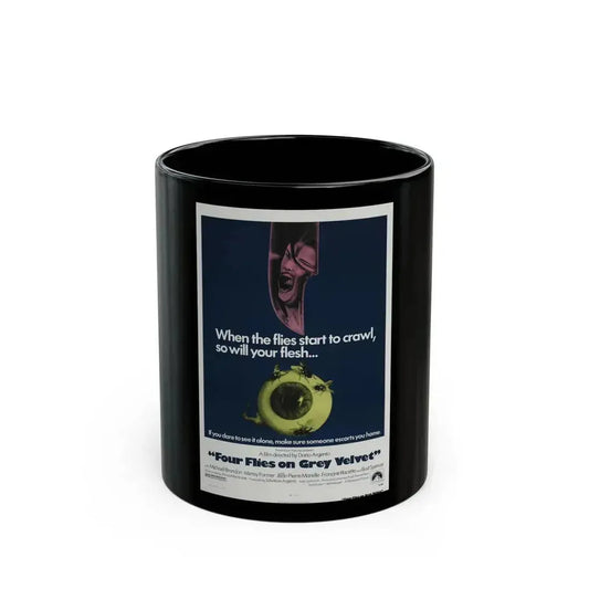 4 FLIES ON GREY VELVET 1971 Movie Poster - Black Coffee Mug 11oz - Go Mug Yourself