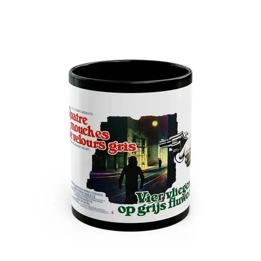 4 FLIES ON GREY VELVET (BELGIAN) 1971 Movie Poster - Black Coffee Mug 11oz - Go Mug Yourself