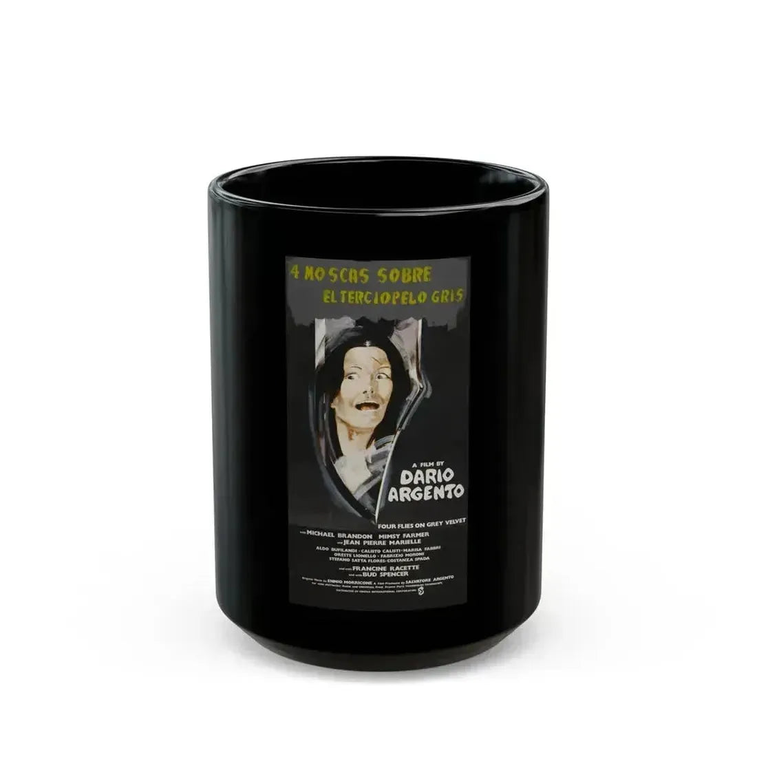 4 FLIES ON GREY VELVET (FOREIGN) 1971 Movie Poster - Black Coffee Mug 15oz - Go Mug Yourself