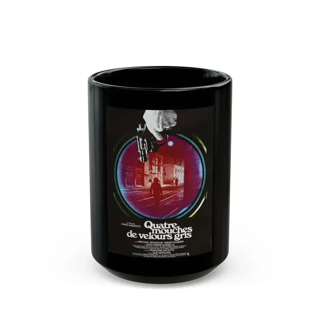 4 FLIES ON GREY VELVET (FRENCH) 1971 Movie Poster - Black Coffee Mug 15oz - Go Mug Yourself