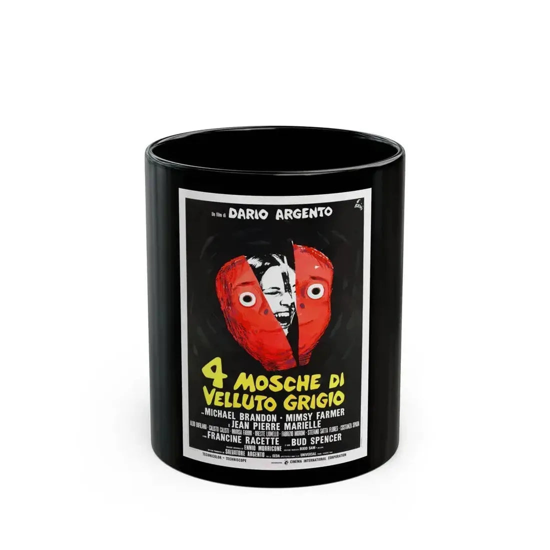 4 FLIES ON GREY VELVET (ITALIAN) 1971 Movie Poster - Black Coffee Mug 11oz - Go Mug Yourself