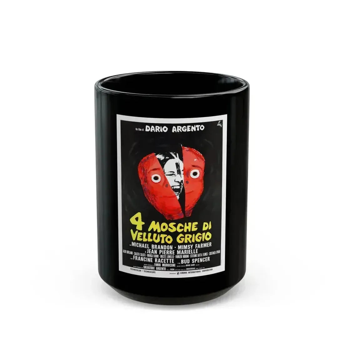 4 FLIES ON GREY VELVET (ITALIAN) 1971 Movie Poster - Black Coffee Mug 15oz - Go Mug Yourself