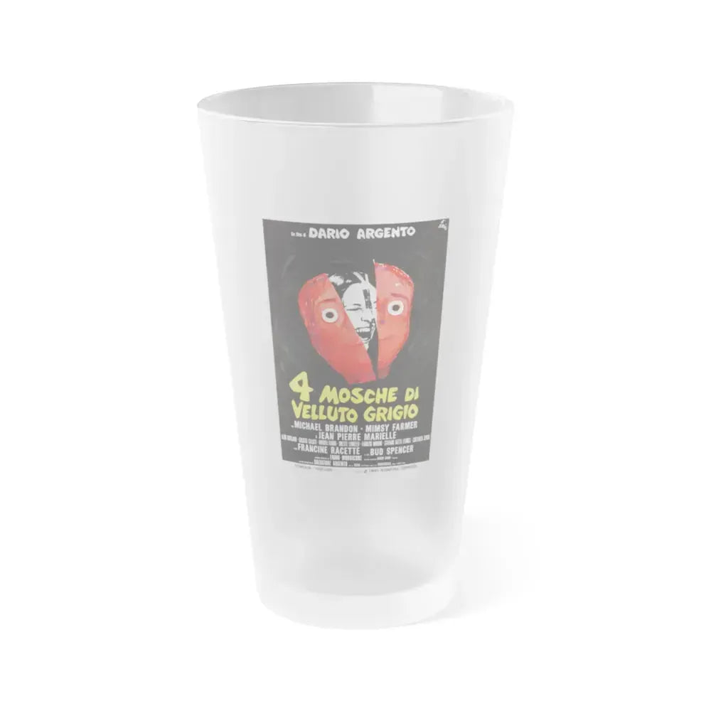 4 FLIES ON GREY VELVET (ITALIAN) 1971 Movie Poster - Frosted Pint Glass 16oz 16oz Frosted - Go Mug Yourself