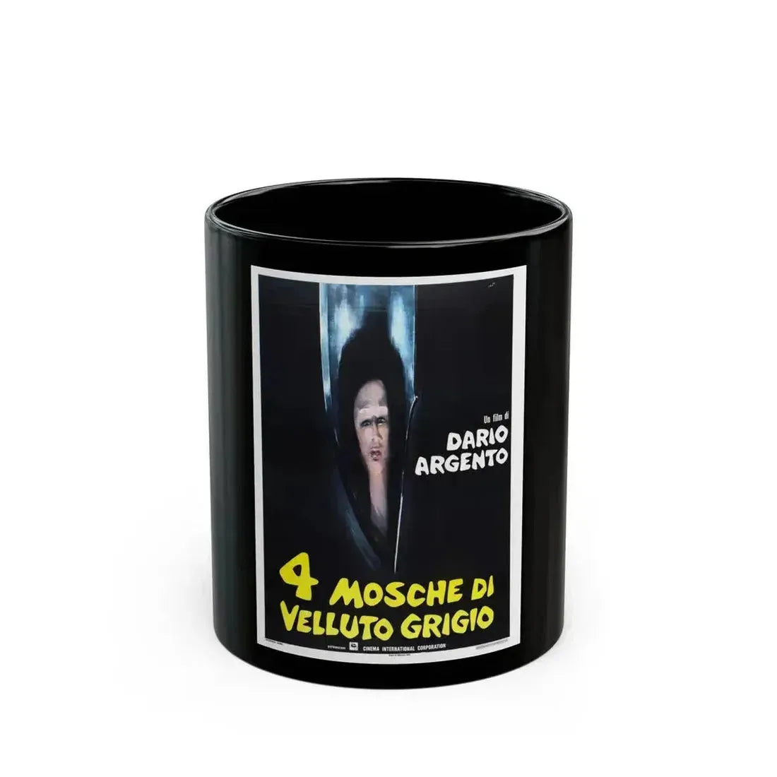 4 FLIES ON GREY VELVET (ITALIAN) 2 1971 Movie Poster - Black Coffee Mug 11oz - Go Mug Yourself