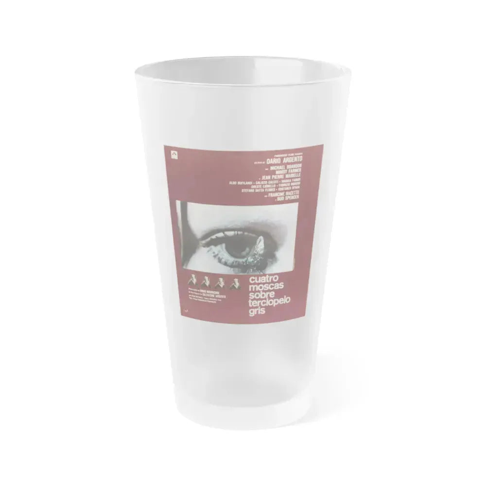 4 FLIES ON GREY VELVET (SPANISH) 1971 Movie Poster - Frosted Pint Glass 16oz 16oz Frosted - Go Mug Yourself