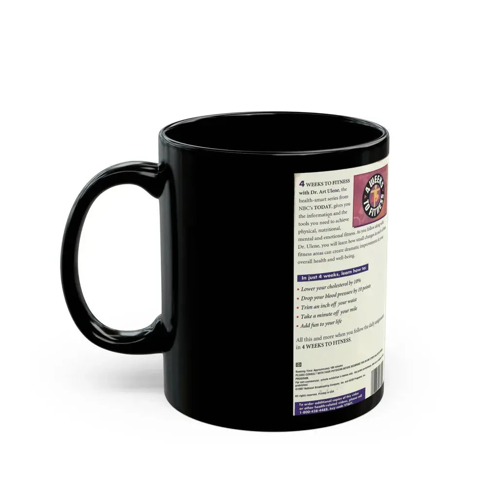 4 WEEKS TO FITNESS (VHS COVER) - Black Coffee Mug - Go Mug Yourself