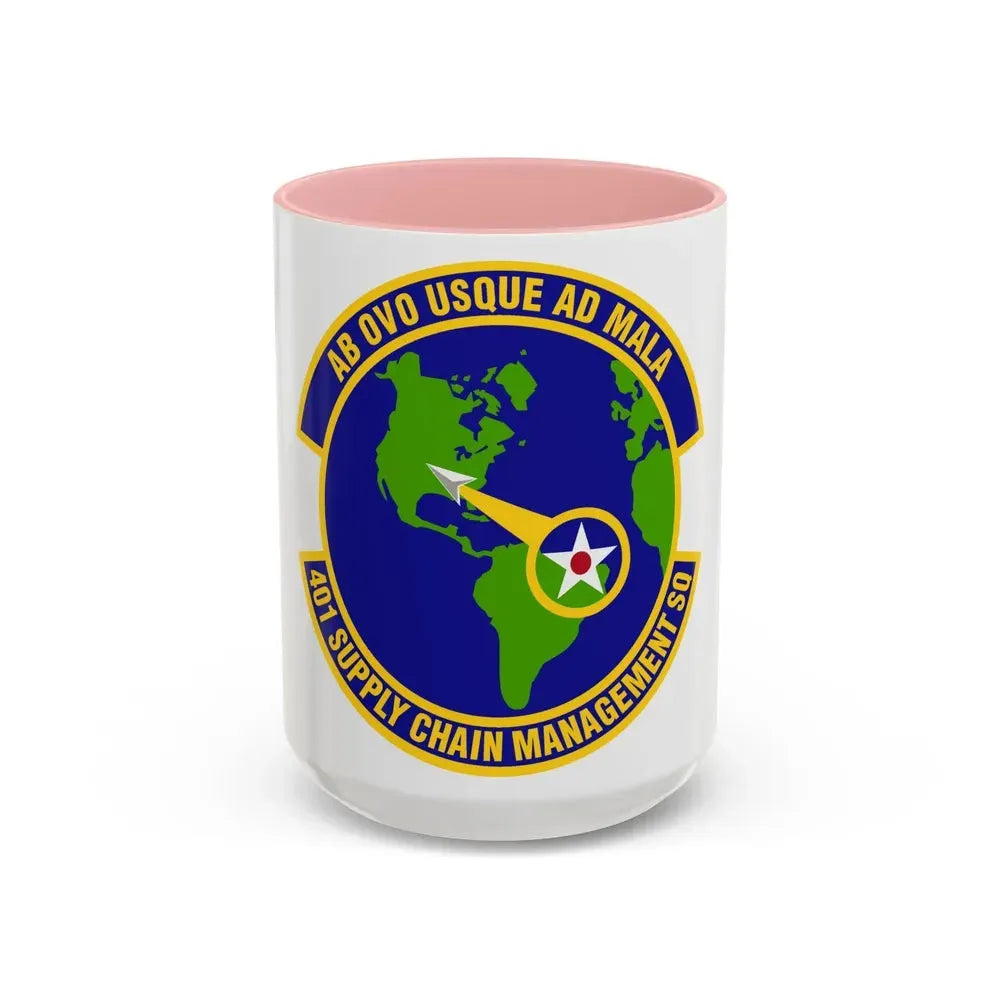 401st Supply Chain Management Squadron (U.S. Air Force) Accent Coffee Mug 15oz Pink - Go Mug Yourself