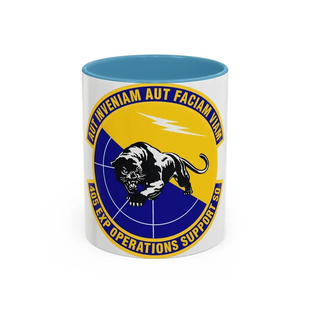 405th Expeditionary Operations Support Squadron (U.S. Air Force) Accent Coffee Mug 11oz Light Blue - Go Mug Yourself