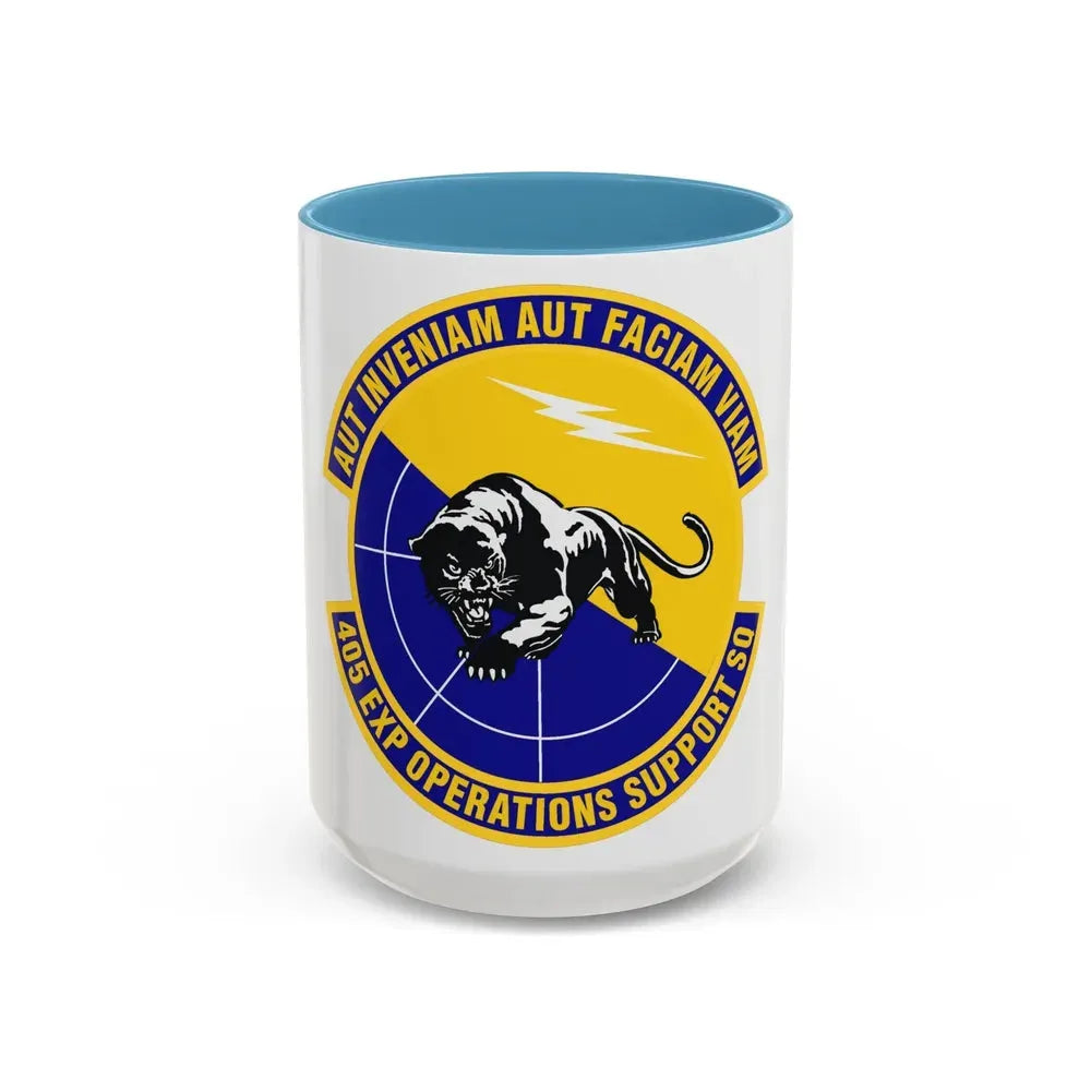 405th Expeditionary Operations Support Squadron (U.S. Air Force) Accent Coffee Mug 15oz Light Blue - Go Mug Yourself