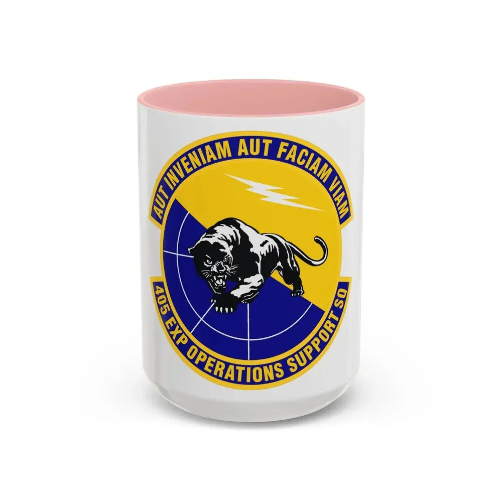 405th Expeditionary Operations Support Squadron (U.S. Air Force) Accent Coffee Mug 15oz Pink - Go Mug Yourself