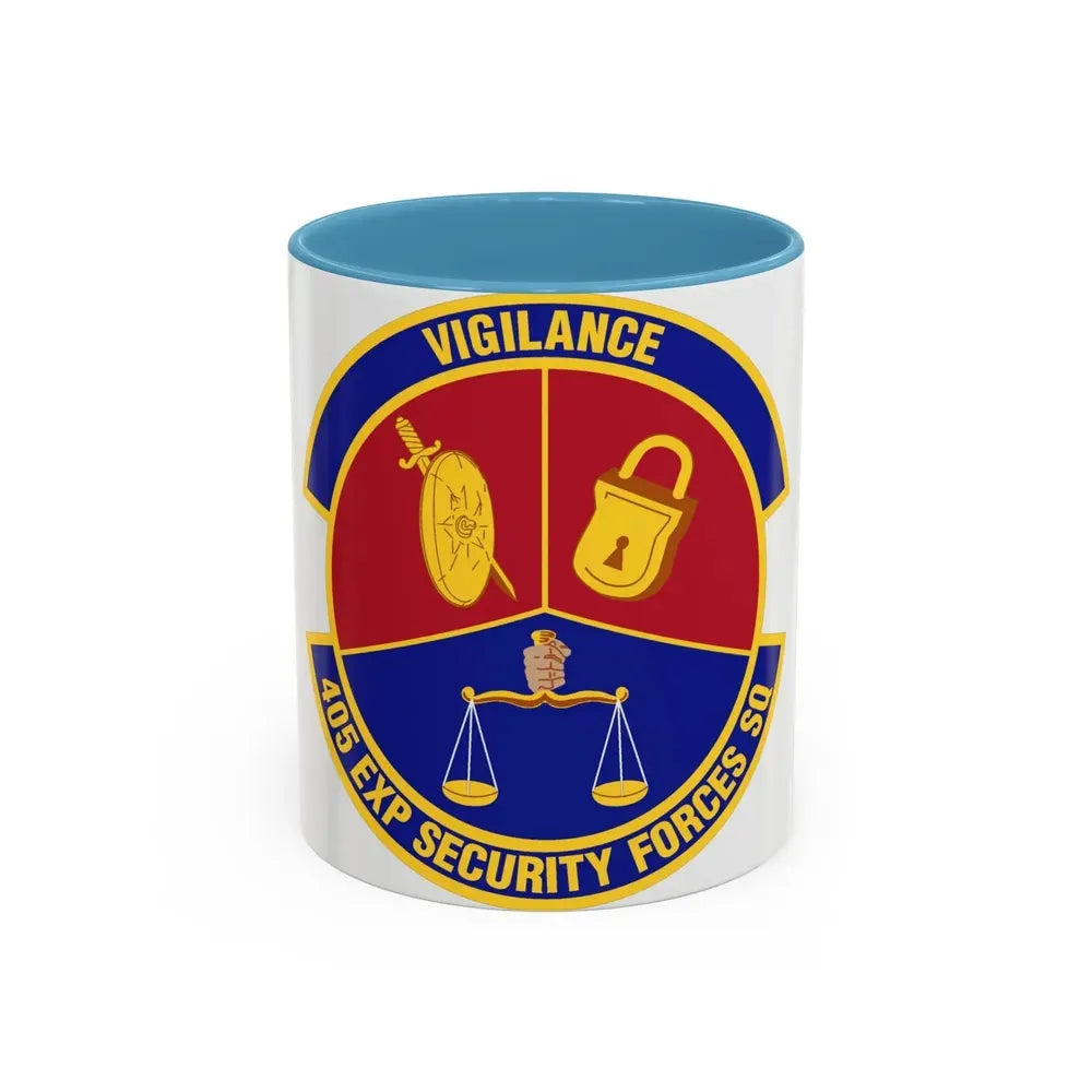 405th Expeditionary Security Forces Squadron (U.S. Air Force) Accent Coffee Mug 11oz Light Blue - Go Mug Yourself