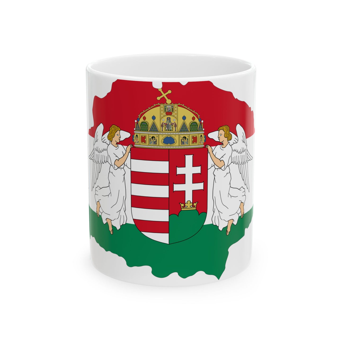 Kingdom of Hungary flag map (Hungary) White Coffee Mug