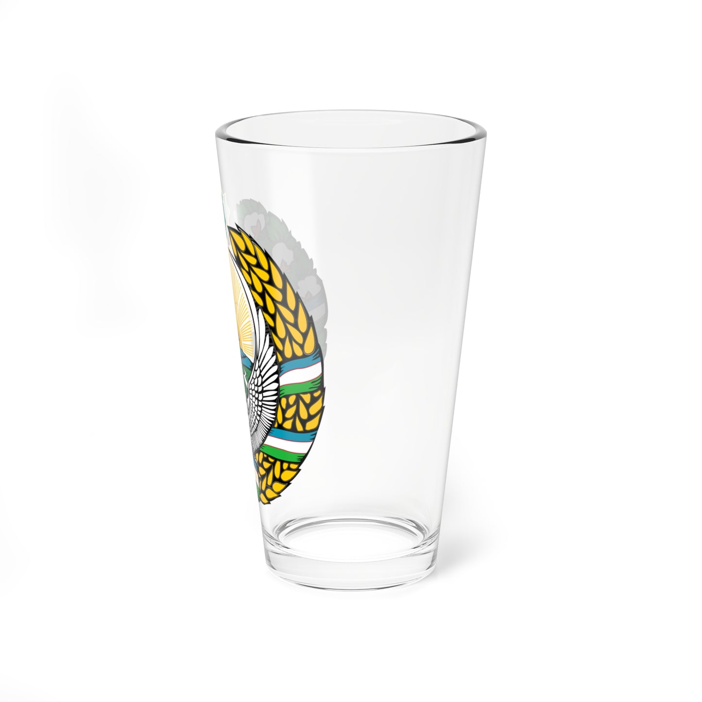 Emblem of Uzbekistan cyrillic (Uzbekistan) (Coat of Arms) Pint Glass 16oz