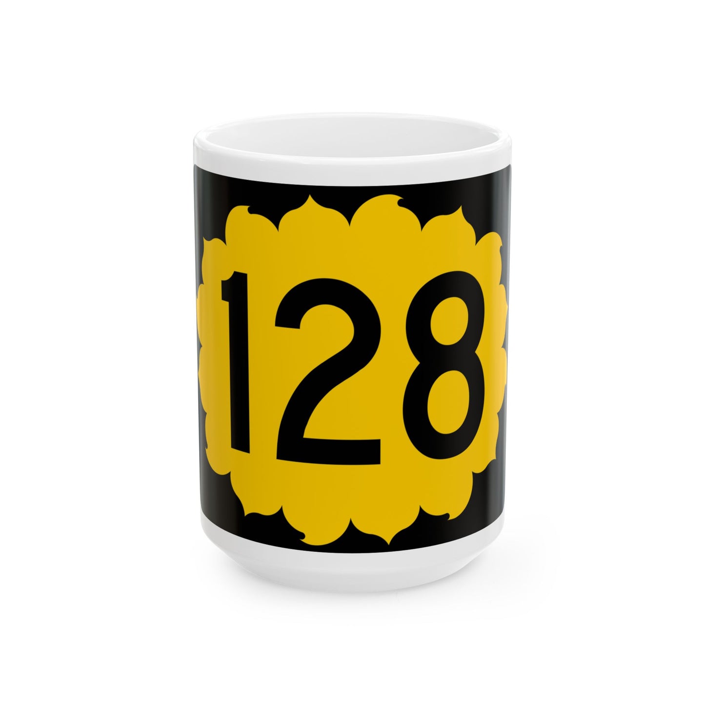 K-128 (Kansas) (Road Sign) White Coffee Mug