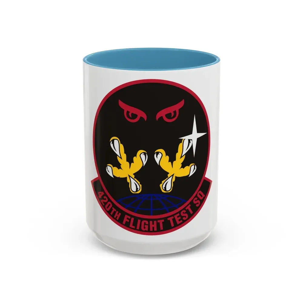 420 Flight Test Squdron AFMC (U.S. Air Force) Accent Coffee Mug 15oz Light Blue - Go Mug Yourself