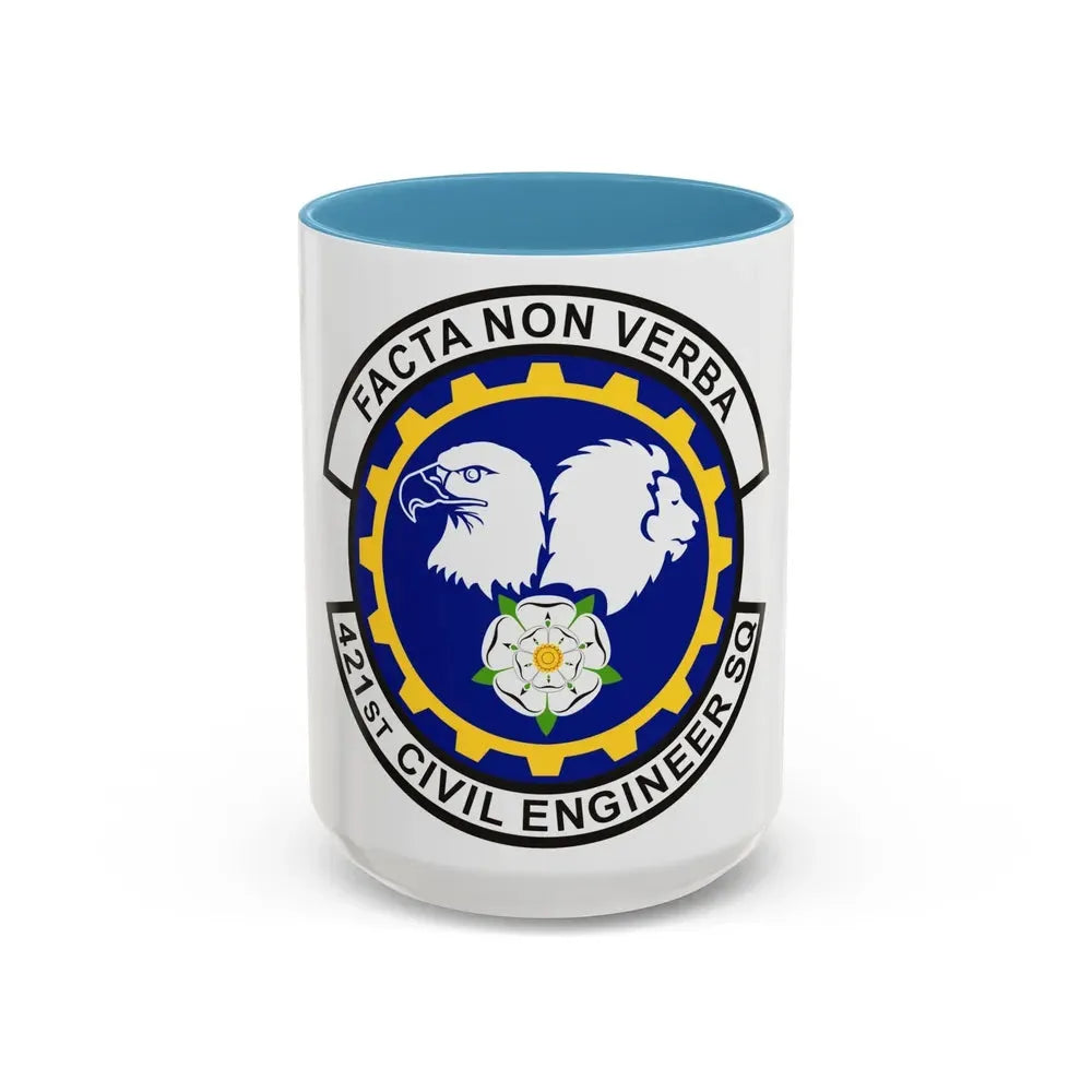 421st Civil Engineer Squadron (U.S. Air Force) Accent Coffee Mug 15oz Light Blue - Go Mug Yourself