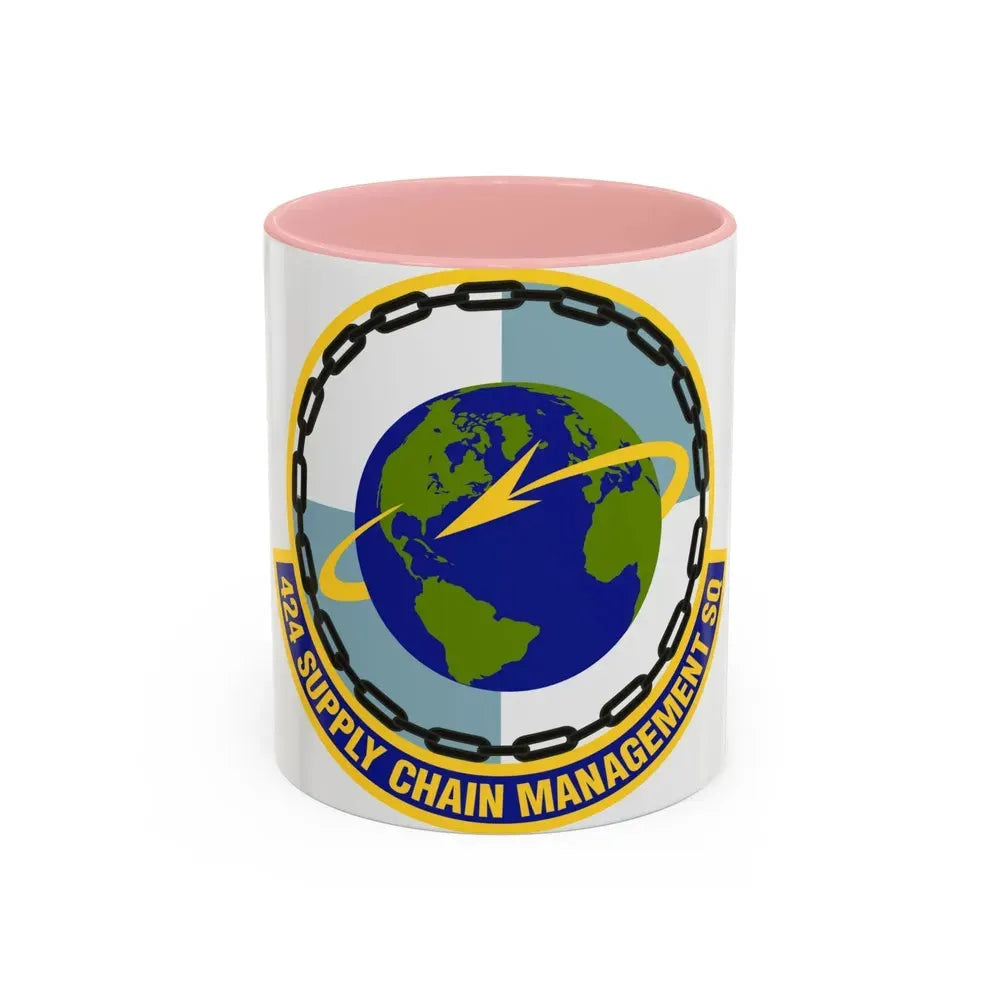 424th Supply Chain Management Squadron (U.S. Air Force) Accent Coffee Mug 11oz Pink - Go Mug Yourself