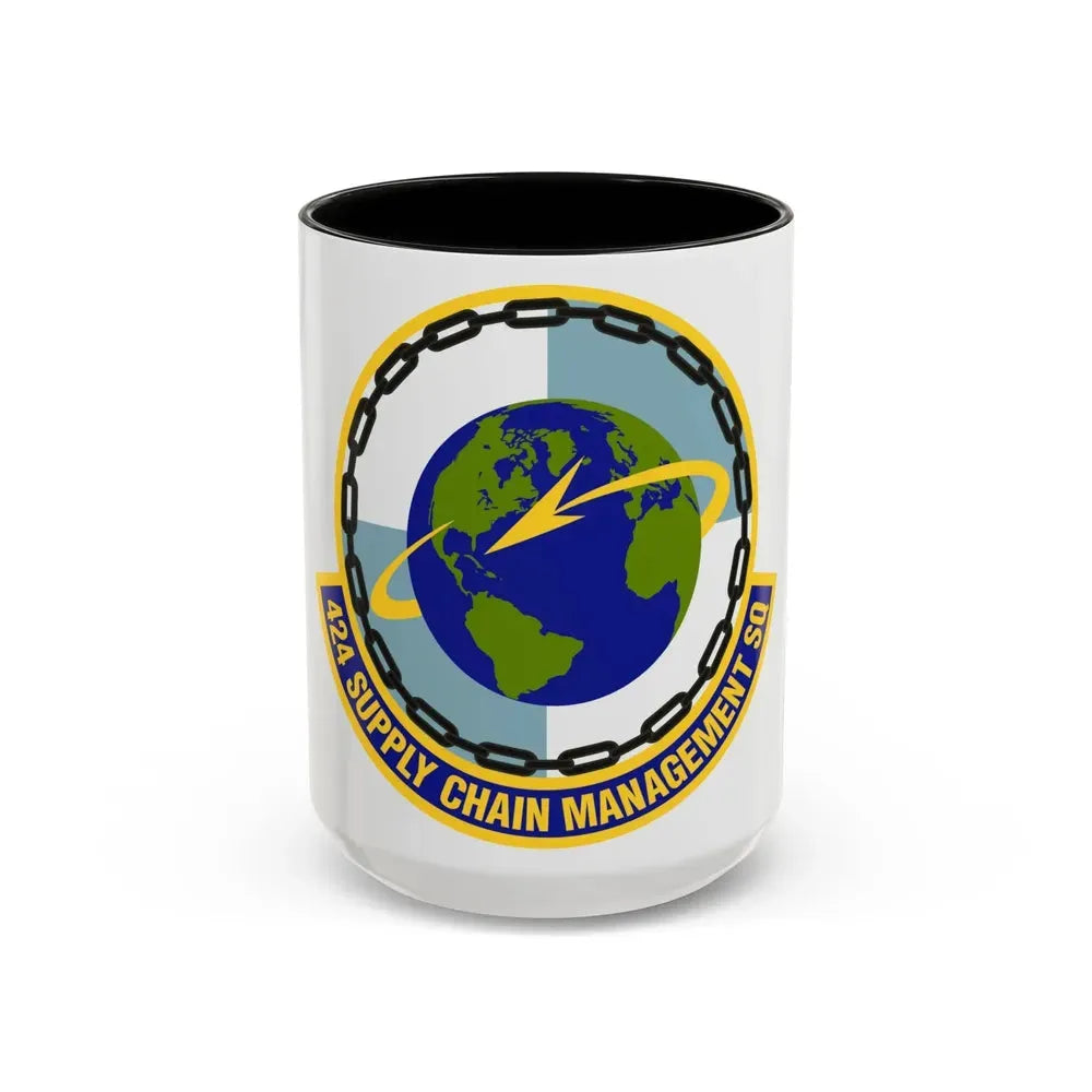 424th Supply Chain Management Squadron (U.S. Air Force) Accent Coffee Mug 15oz Black - Go Mug Yourself