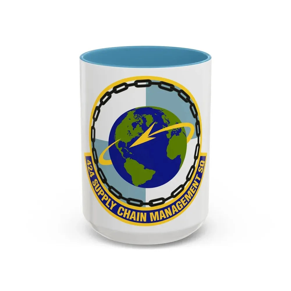 424th Supply Chain Management Squadron (U.S. Air Force) Accent Coffee Mug 15oz Light Blue - Go Mug Yourself