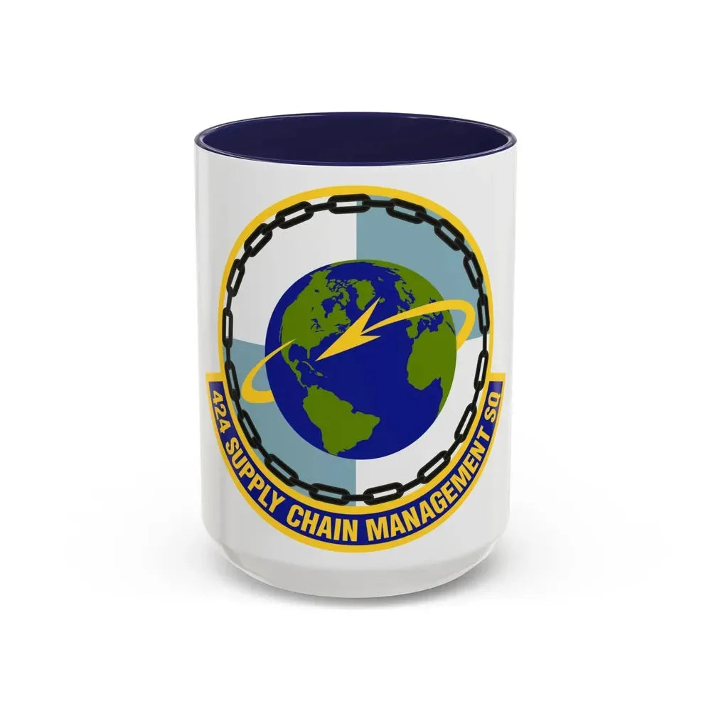 424th Supply Chain Management Squadron (U.S. Air Force) Accent Coffee Mug 15oz Navy - Go Mug Yourself