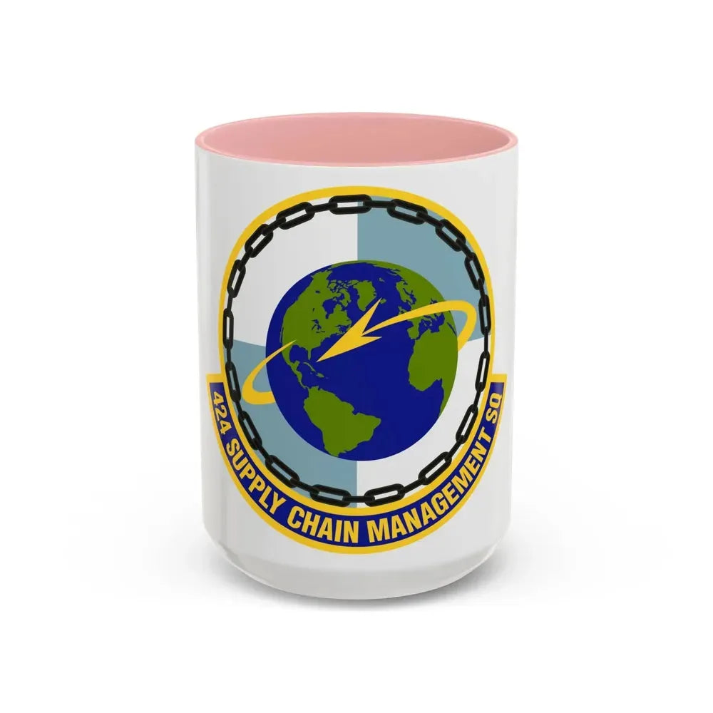 424th Supply Chain Management Squadron (U.S. Air Force) Accent Coffee Mug 15oz Pink - Go Mug Yourself