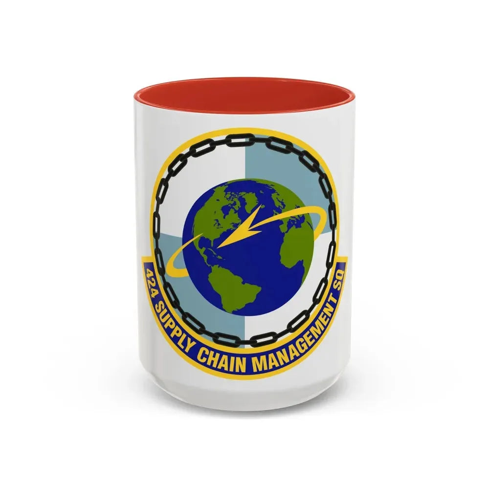 424th Supply Chain Management Squadron (U.S. Air Force) Accent Coffee Mug 15oz Red - Go Mug Yourself