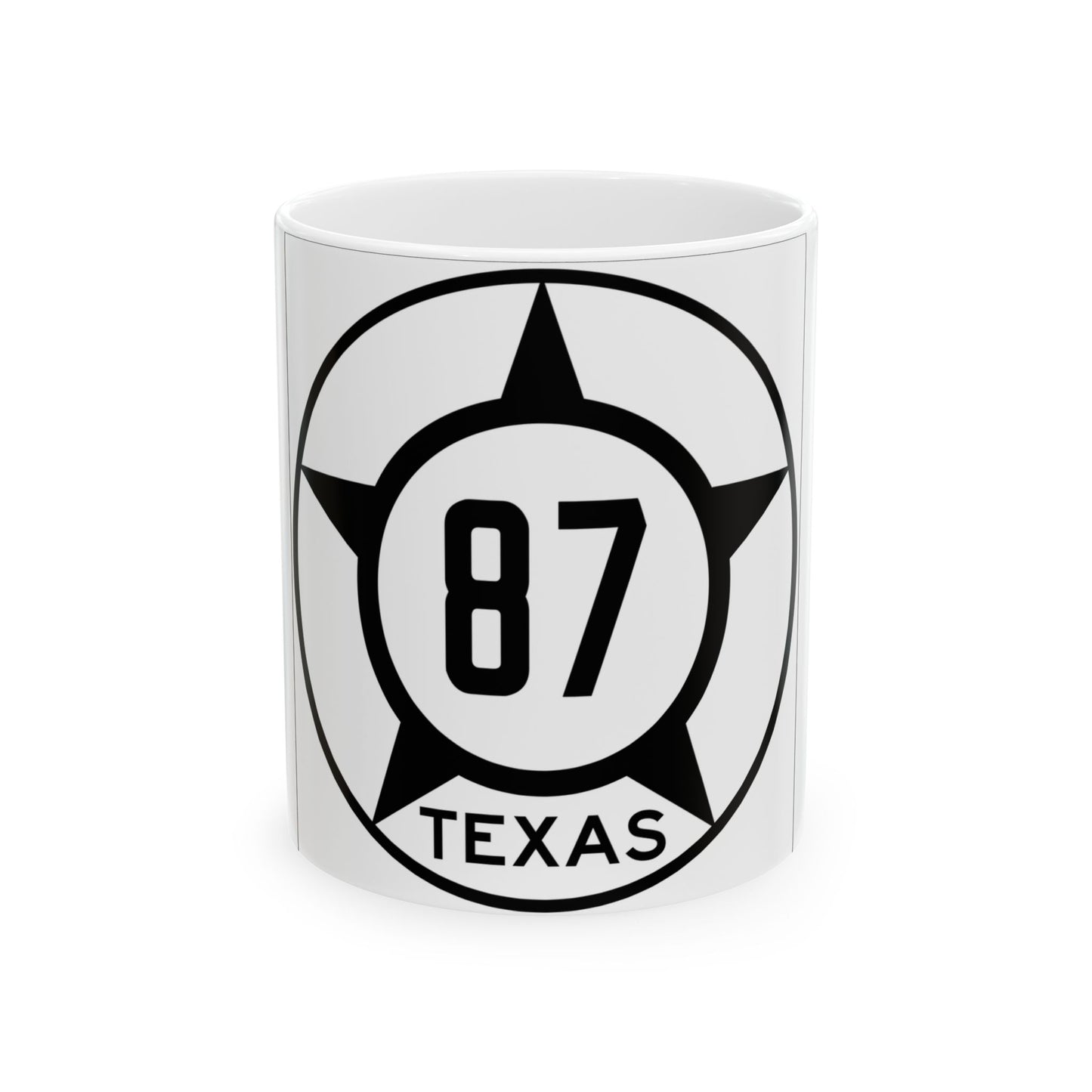 Old Texas 87 (Texas) (Road Sign) White Coffee Mug