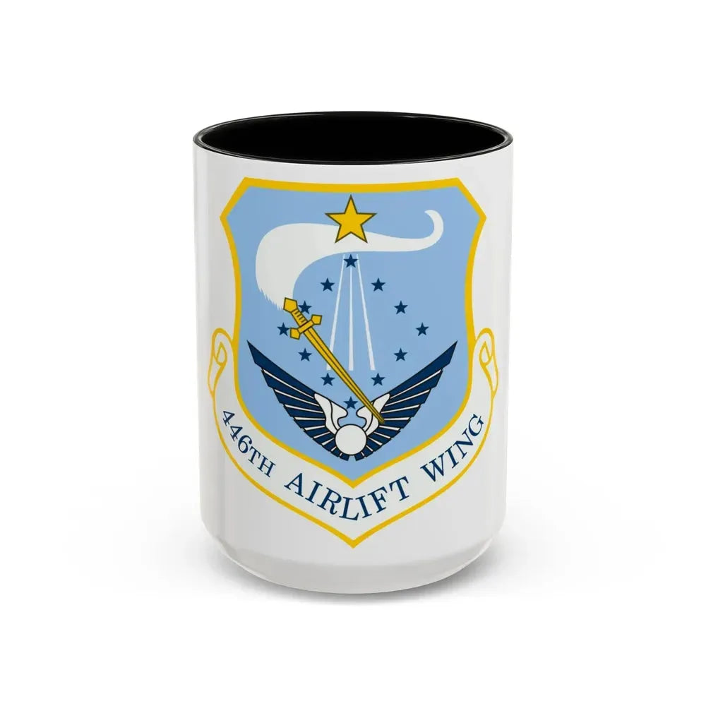 446th Airlift Wing (U.S. Air Force) Accent Coffee Mug 15oz Black - Go Mug Yourself