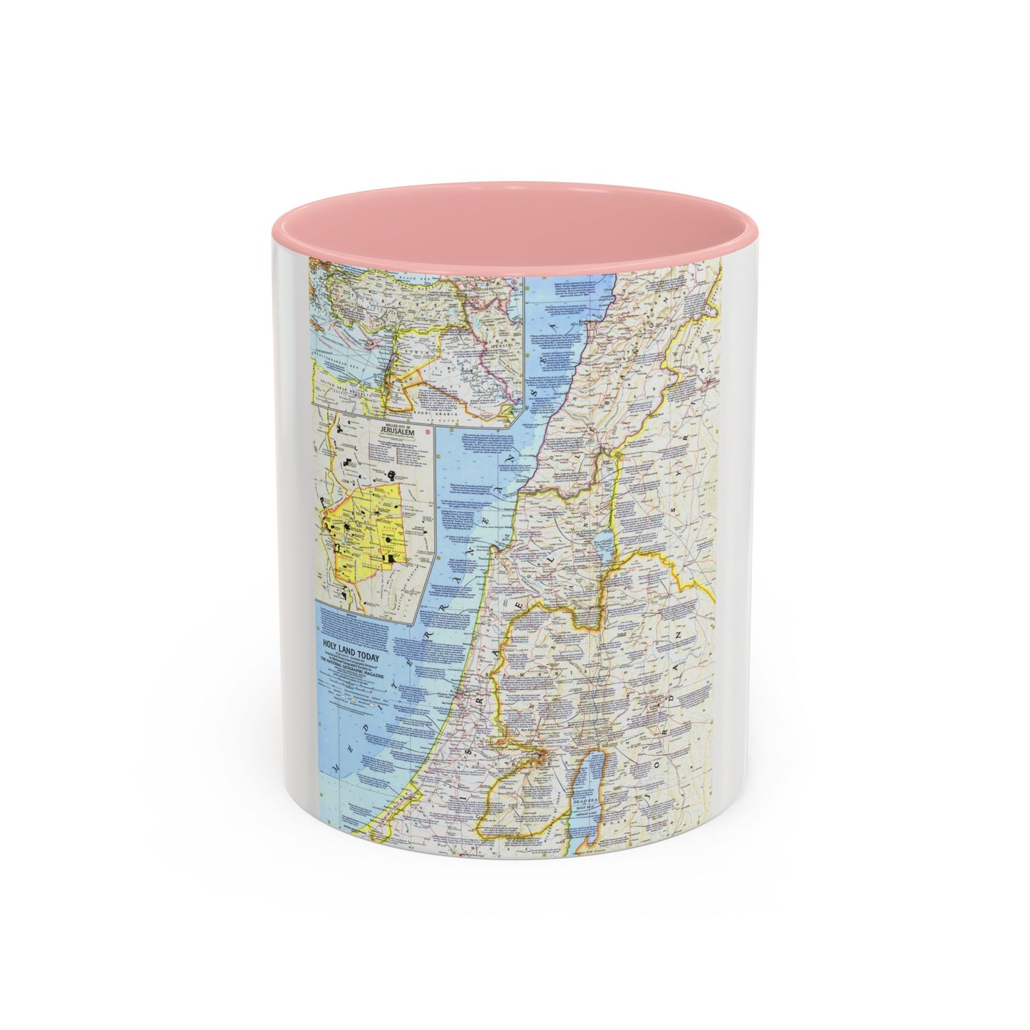 Middle East - Holy Land Today (1963) (Map) Accent Coffee Mug