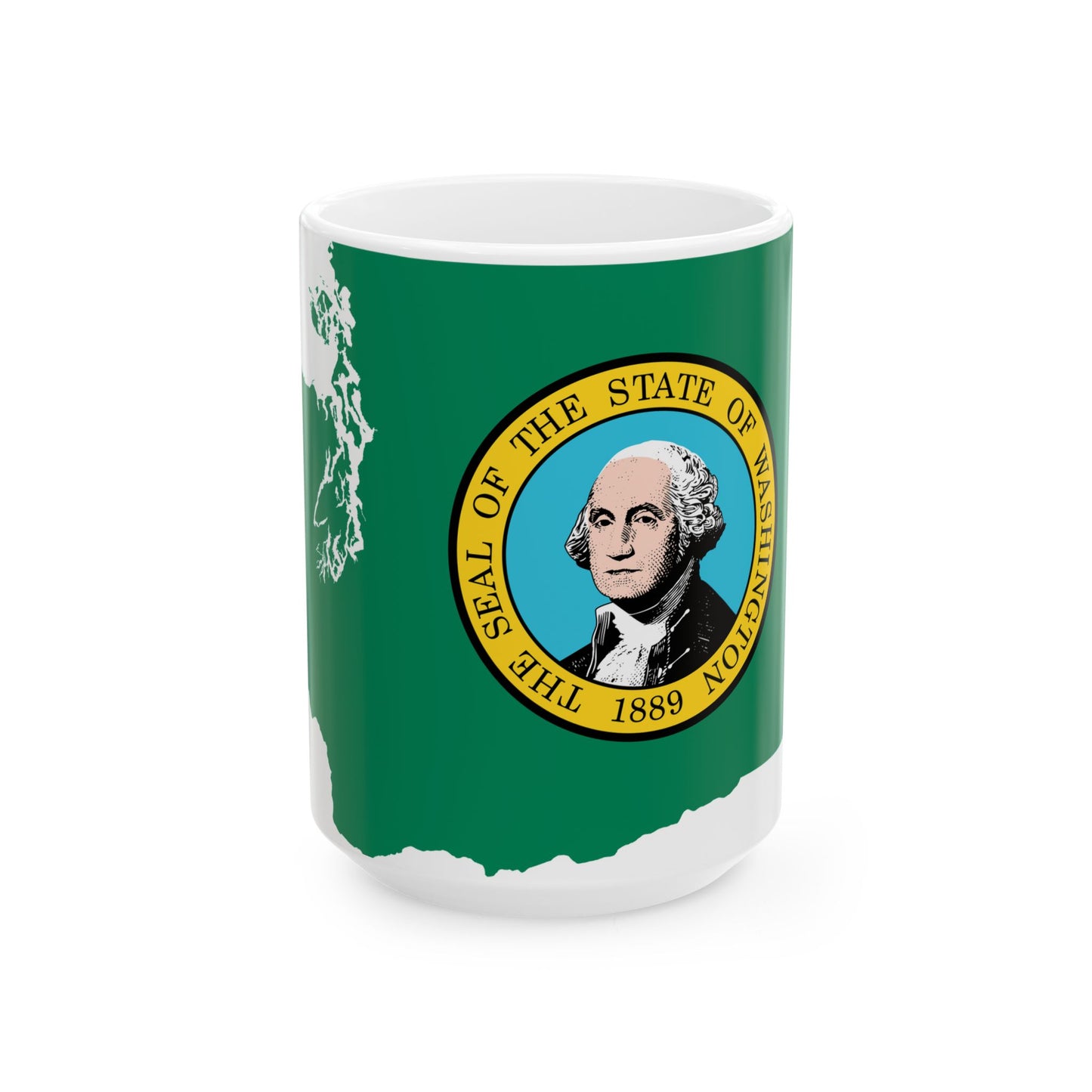 Flag map of Washington (United States) White Coffee Mug