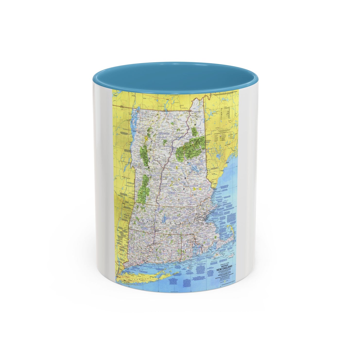 USA - Western New England 1 (1975) (Map) Accent Coffee Mug