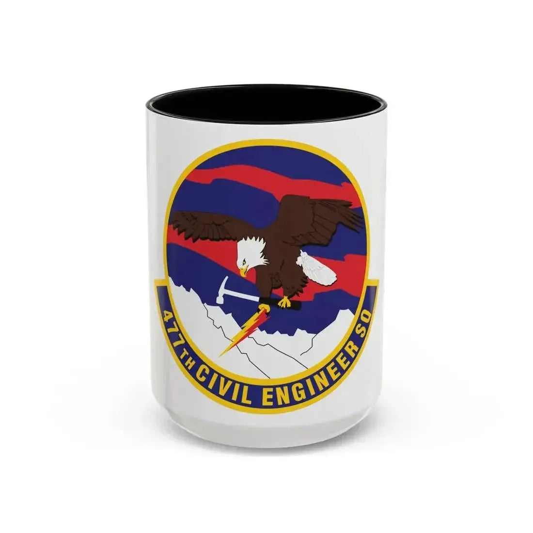 477th Civil Engineer Squadron (U.S. Air Force) Accent Coffee Mug 15oz Black - Go Mug Yourself