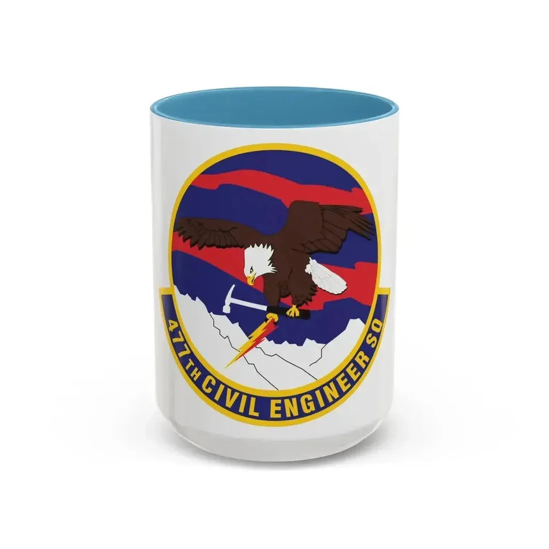 477th Civil Engineer Squadron (U.S. Air Force) Accent Coffee Mug 15oz Light Blue - Go Mug Yourself
