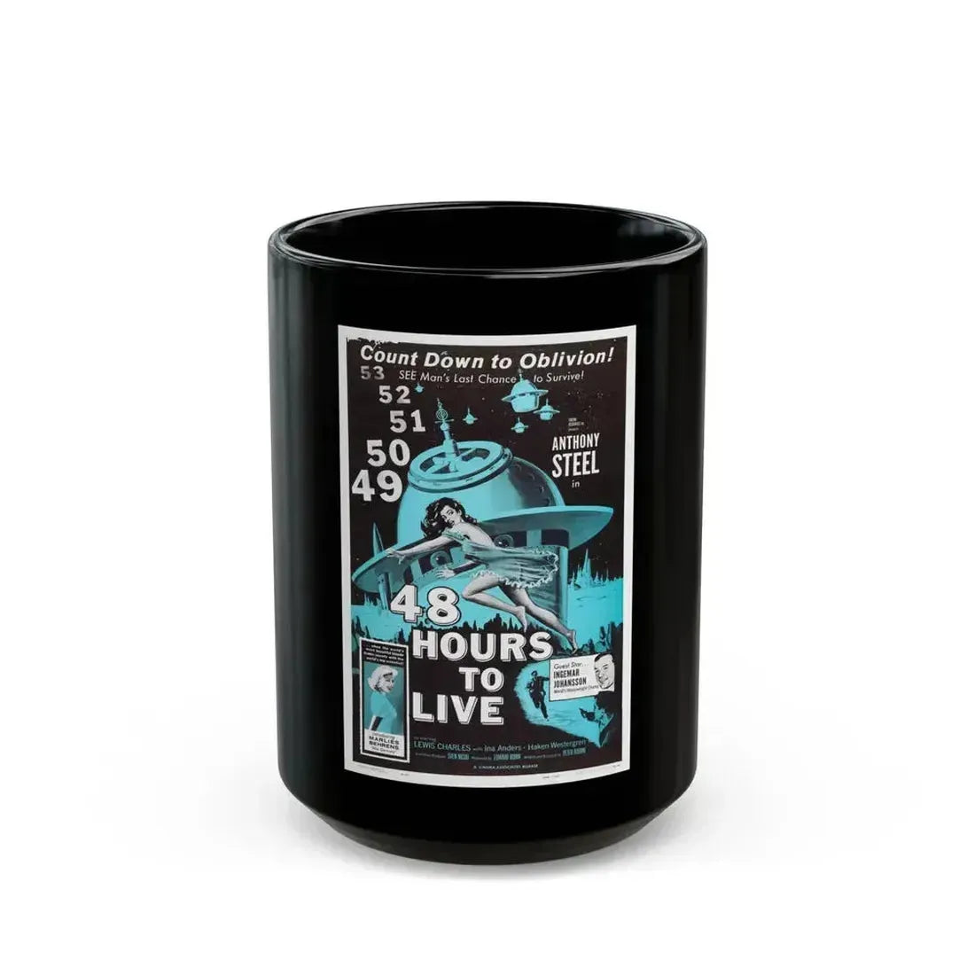 48 HOURS TO LIVE 1959 Movie Poster - Black Coffee Mug 15oz - Go Mug Yourself
