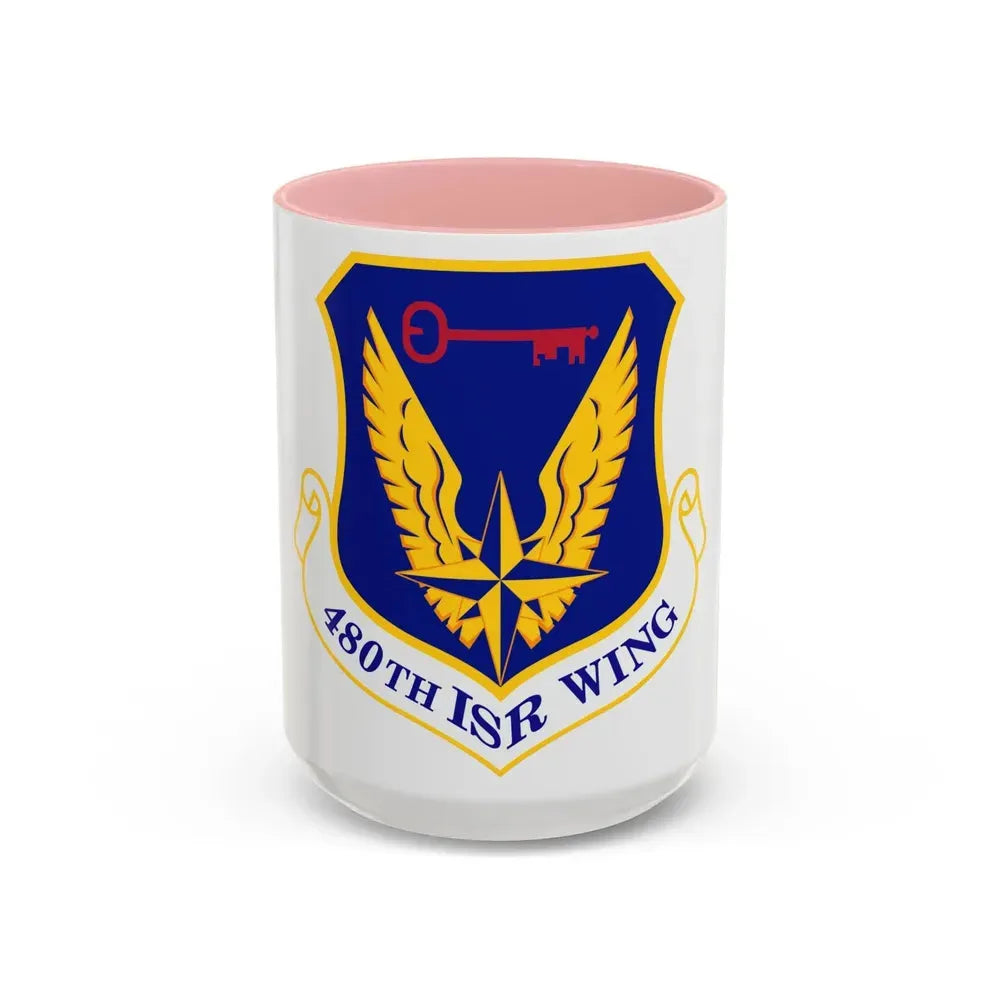 480 Intelligence Surveillance and Reconnaissance Wing ACC (U.S. Air Force) Accent Coffee Mug 15oz Pink - Go Mug Yourself