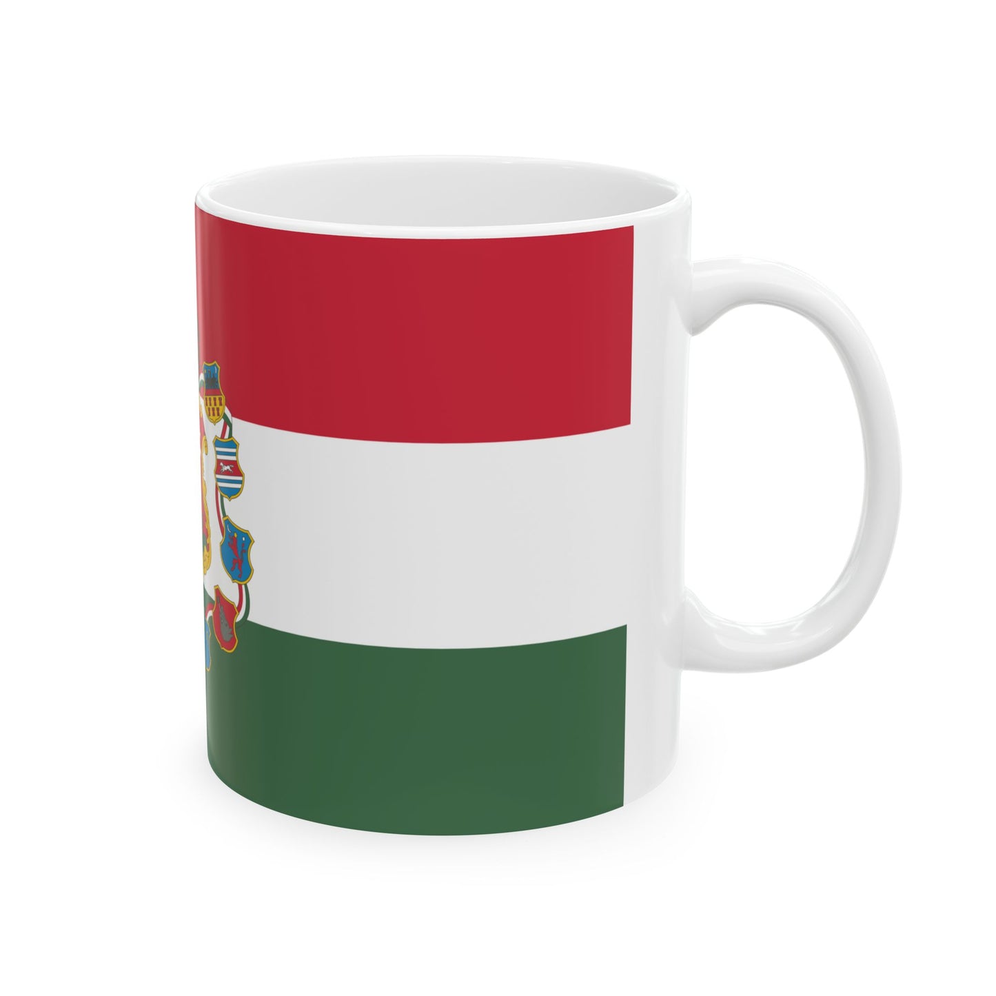 Flag of Hungary with great coat of arms 1849 (Hungary) White Coffee Mug