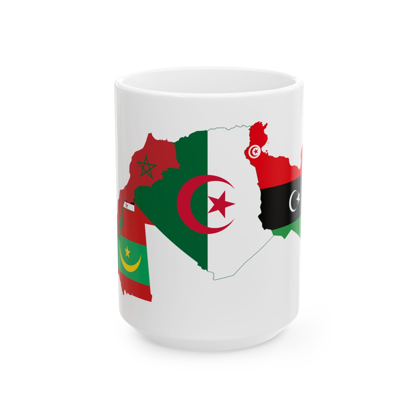 Flag map of Maghreb (Algeria) White Coffee Mug