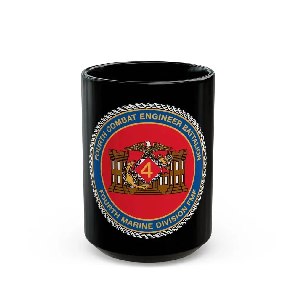 4th CE Bn 4th Mar Div (USMC) Black Coffee Mug 15oz - Go Mug Yourself