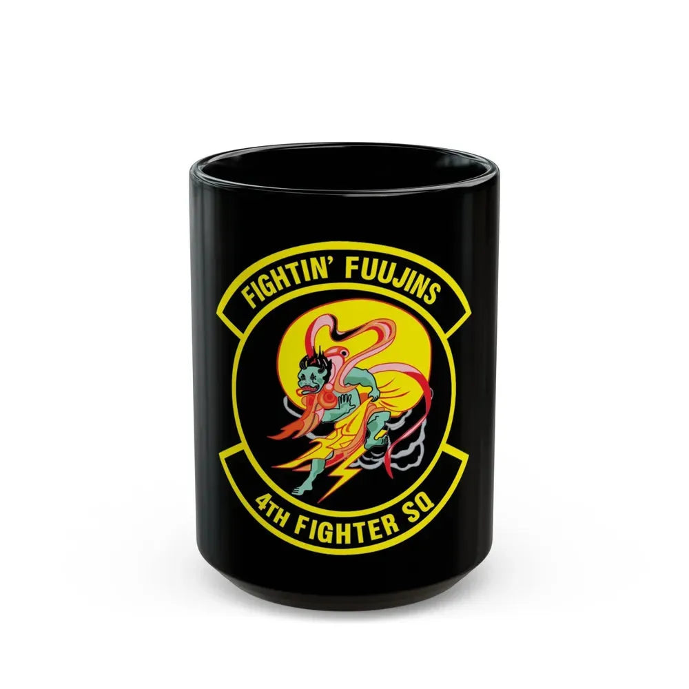 4th Fighter SQ Fightin' Fuujins (U.S. Air Force) Black Coffee Mug 15oz - Go Mug Yourself