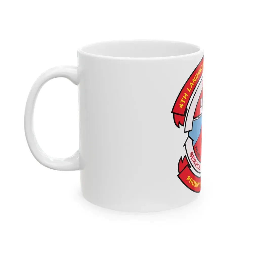 4th Landing Support Battalion Promptus Ad Eundum (USMC) White Coffee Mug - Go Mug Yourself