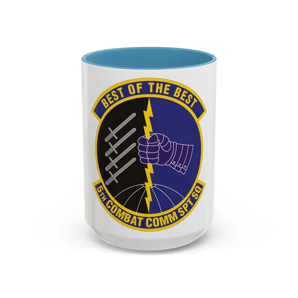 5 Combat Communications Support Squadron ACC (U.S. Air Force) Accent Coffee Mug 15oz Light Blue - Go Mug Yourself