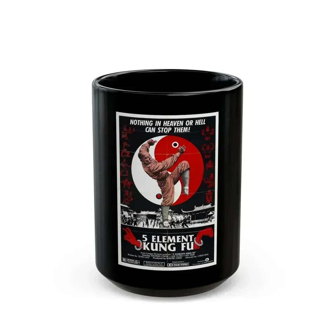 5 ELEMENT KUNG FU 1978 Movie Poster - Black Coffee Mug 15oz - Go Mug Yourself