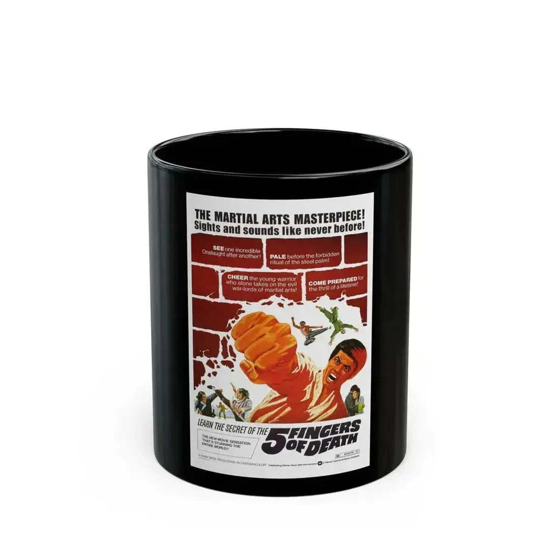 5 FINGERS OF DEATH 1972 Movie Poster - Black Coffee Mug 11oz - Go Mug Yourself