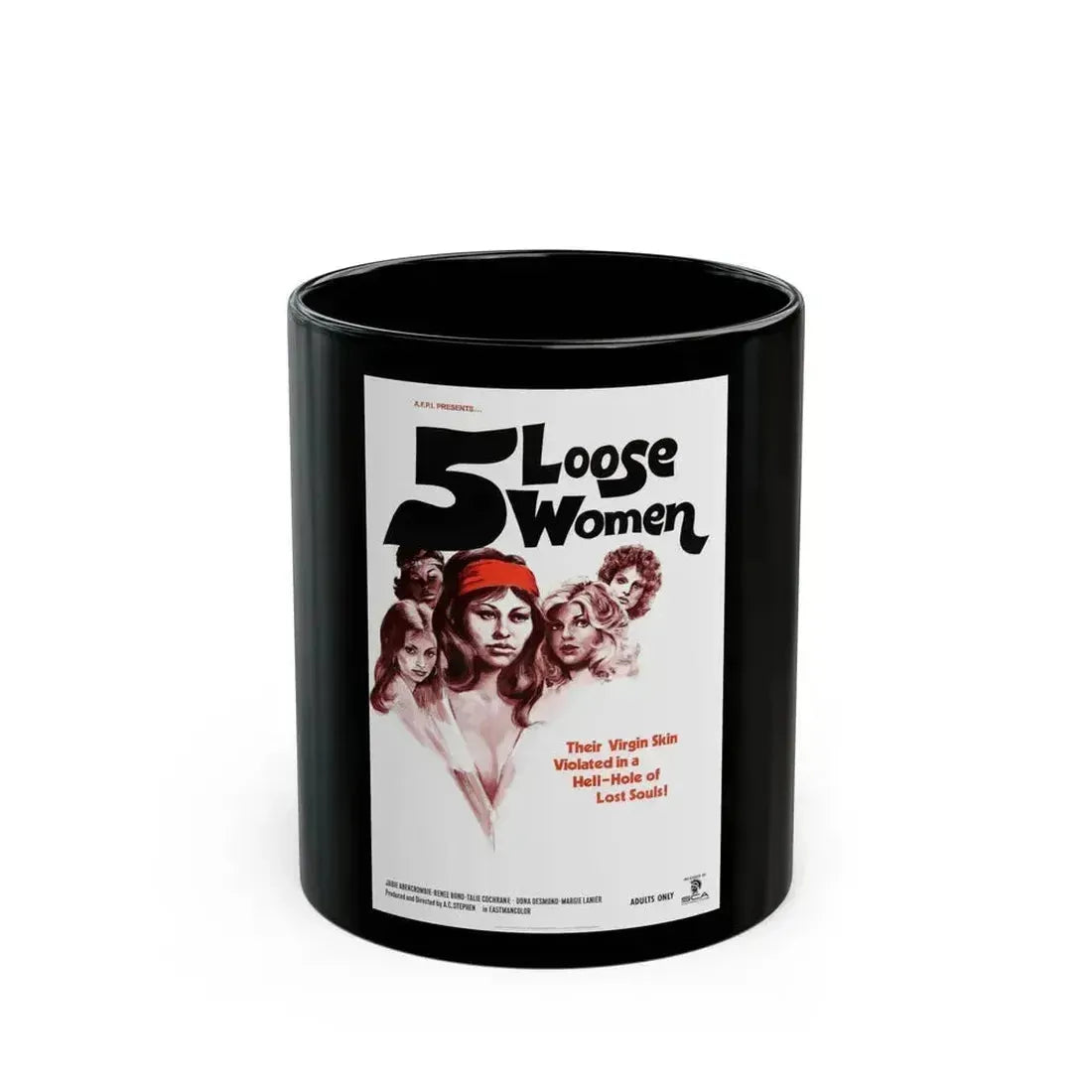 5 LOOSE WOMEN 1974 Movie Poster - Black Coffee Mug 11oz - Go Mug Yourself