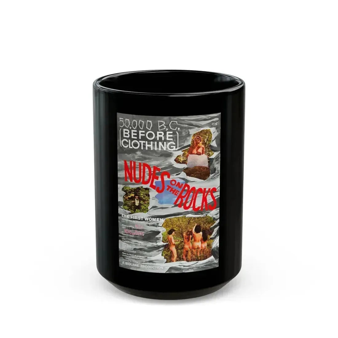 50,000 B.C. (BEFORE CLOTHING) 1963 Movie Poster - Black Coffee Mug 15oz - Go Mug Yourself