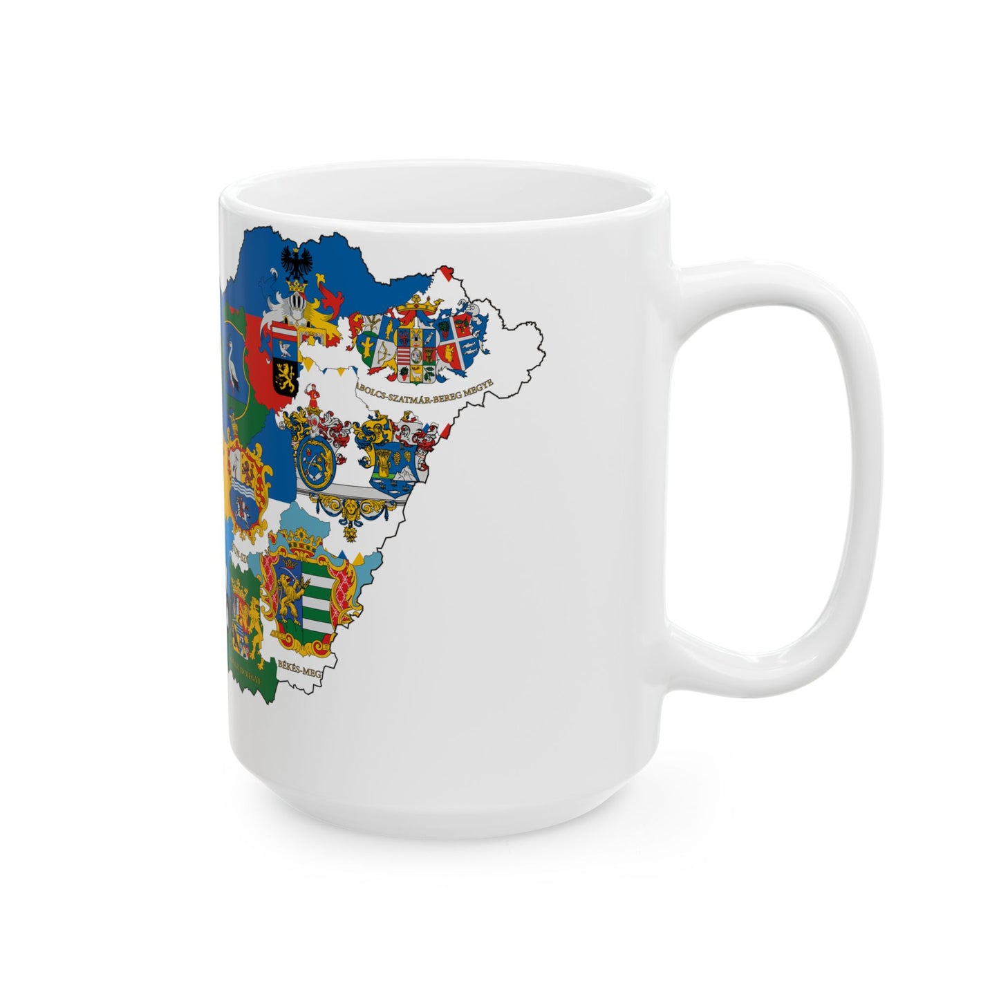 Flag-map of Hungary subdivisions (Hungary) White Coffee Mug