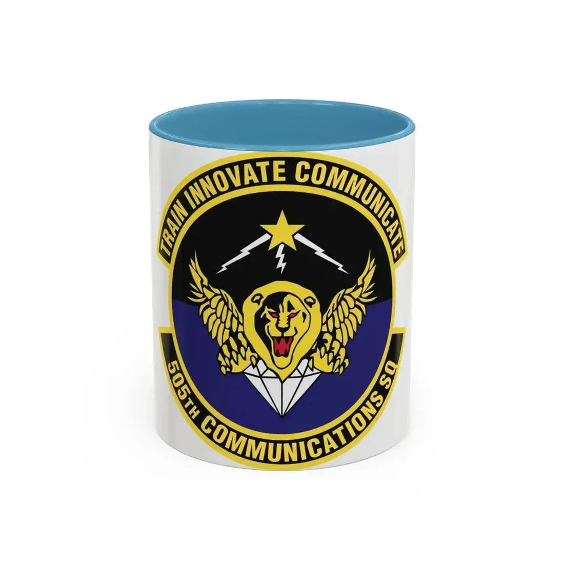505th Communications Squadron (U.S. Air Force) Accent Coffee Mug 11oz Light Blue - Go Mug Yourself
