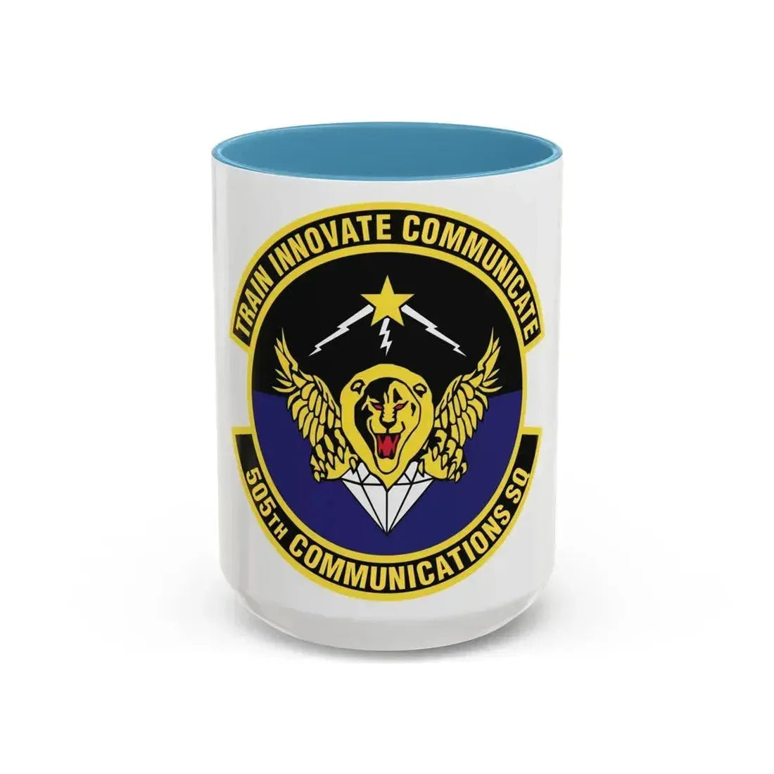 505th Communications Squadron (U.S. Air Force) Accent Coffee Mug 15oz Light Blue - Go Mug Yourself