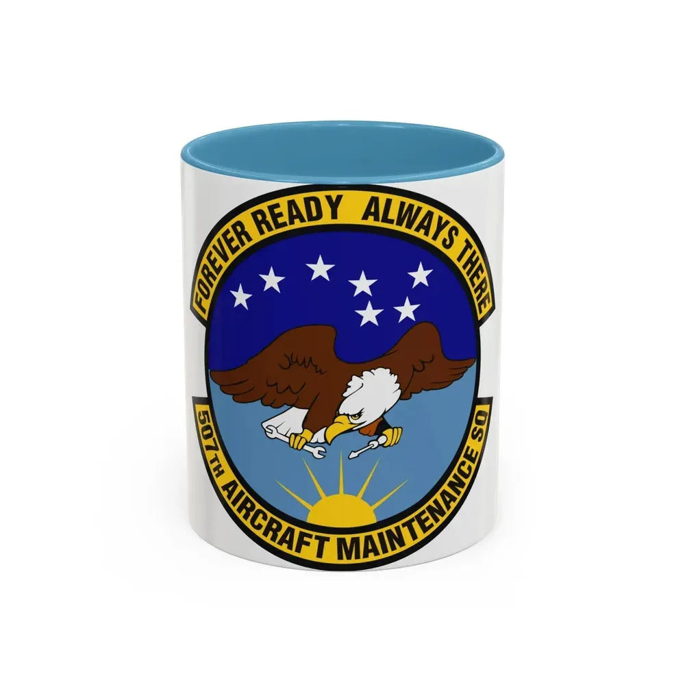 507th Aircraft Maintenance Squadron (U.S. Air Force) Accent Coffee Mug 11oz Light Blue - Go Mug Yourself